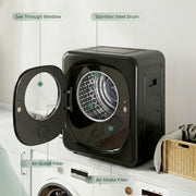 Tumble Dryer for Small Spaces 4kg Compact Laundry Dryer with Hygienic Cycle Black Gold Tone AOSOM