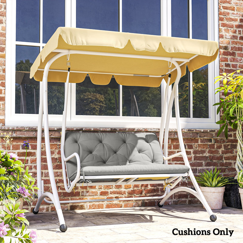 Light Grey 2 Seater Garden Bench Cushion with Backrest and Ties 98 x 100cm by Outsunny