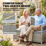Garden Storage Bench with Hidden Compartment and Cushioned 2 Seater for Tidy Patios Light Grey Outsunny