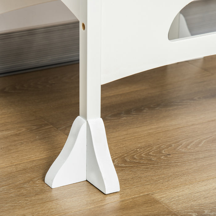 Kids Step Stool with Blackboard and Lockable Handrail for Kitchen Counter White by HOMCOM