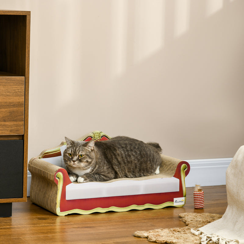 Cat Cardboard Scratcher Lounge Bed with Catnip for Relaxing and Playtime Brown