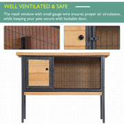 Wooden Guinea Pig Hutch Elevated Outdoor Pet House with Slide Out Tray Natural AOSOM