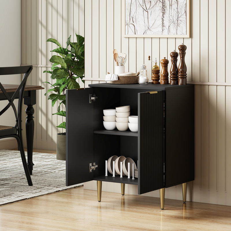 Adjustable Sideboard with Storage Shelves Ideal for Living Room or Hallway Black AOSOM