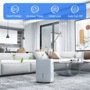 30L Dehumidifier With 24H Timer and Digital Display For Damp Home and Laundry, White