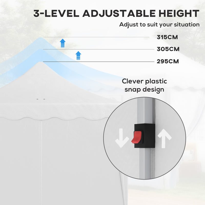 White 3 x 6m Pop Up Gazebo With Sides UPF50+ Adjustable Marquee Tent With Carry Bag by Outsunny