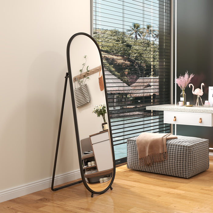 Black Two-Way Curved Full Length Mirror for Home or Dressing Room by HOMCOM
