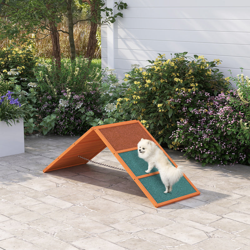 Dog Agility Ramp A Frame With Nonslip Surface For Training All Breeds Orange AOSOM