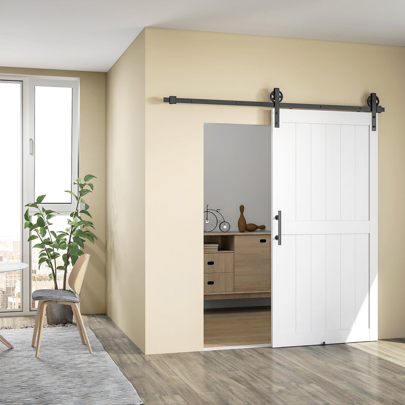 Sliding Barn Door Kit for Quiet Space Saving Room Separation White