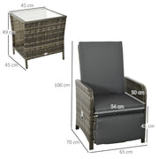 3 Piece Rattan Bistro Set with Cushions and Hidden Storage for Balcony or Garden Mix Grey AOSOM