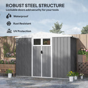 8x4 ft Metal Garden Storage Shed with Window Vents and Lockable Door Light Grey by Outsunny