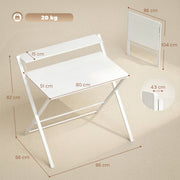 Folding Study Desk with Shelf for Small Spaces and Easy Storage White AOSOM