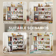 Kids Toy Storage Unit with 8 Removable Bins and Shelves Ideal for Playroom Organisation White AOSOM