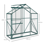 Walk In Polycarbonate Greenhouse With Sliding Door Rain Gutter And Base Frame Green