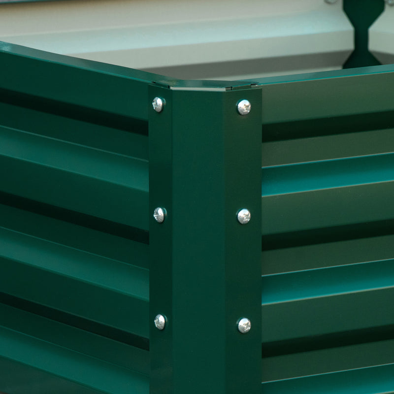 Set of Two Green Steel Planter Boxes 60 x 60 cm Ideal for Garden Flowers and Herbs