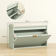 Green Shoe Storage Bench with Padded Seat and Eight Compartments by HOMCOM