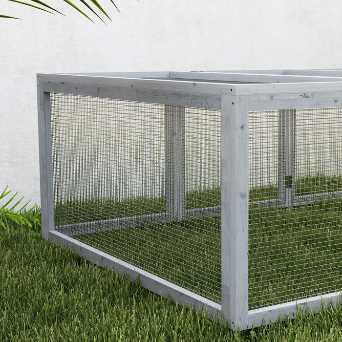 Grey 6ft Wooden Rabbit Hutch with Wire Mesh Openable Roof and Outdoor Play Space by PawHut