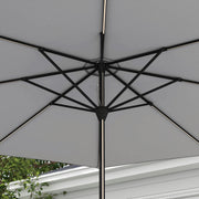 Light Grey 265cm Garden Parasol With LED Lights for Shaded Outdoor Seating