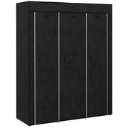 Black Fabric Portable Wardrobe with 8 Shelves and 2 Hanging Rods by HOMCOM