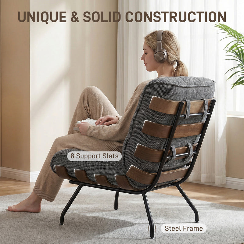 Modern Accent Chair with Thick Cushions for Comfortable Living Room or Bedroom Seating Dark Grey Homcom