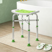 Adjustable Height Aluminium Shower Stool With Non Slip Feet For Bathroom Safety Green