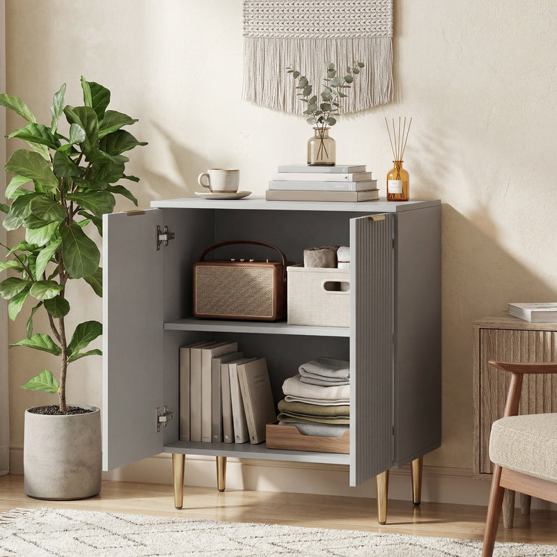 Compact Sideboard with Adjustable Shelves for Hallway or Living Room Storage Grey