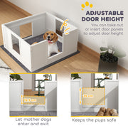 Whelping Box for Medium Dogs with Pad Adjustable Entrance and Non-slip Feet 100 x 96cm by PawHut