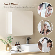 Arched Bathroom Mirror Cabinet with Adjustable Shelves for Storage and Organisation, White
