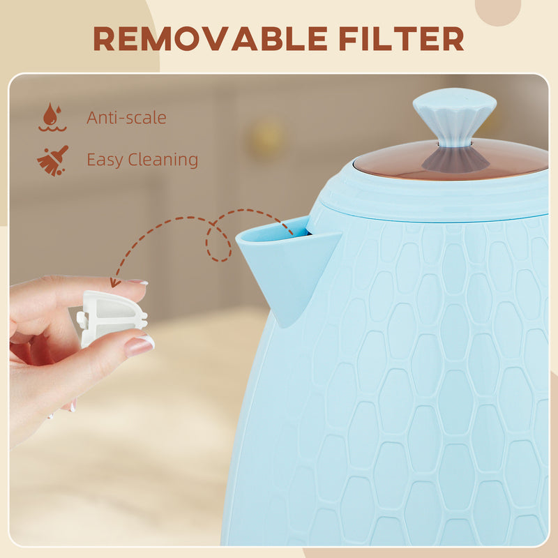 3kW Rapid Boil Electric Kettle With Honeycomb Design Ideal For Kitchens, Light Blue