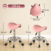 Ergonomic Saddle Stool for Home Office or Salon with Adjustable Height Pink AOSOM