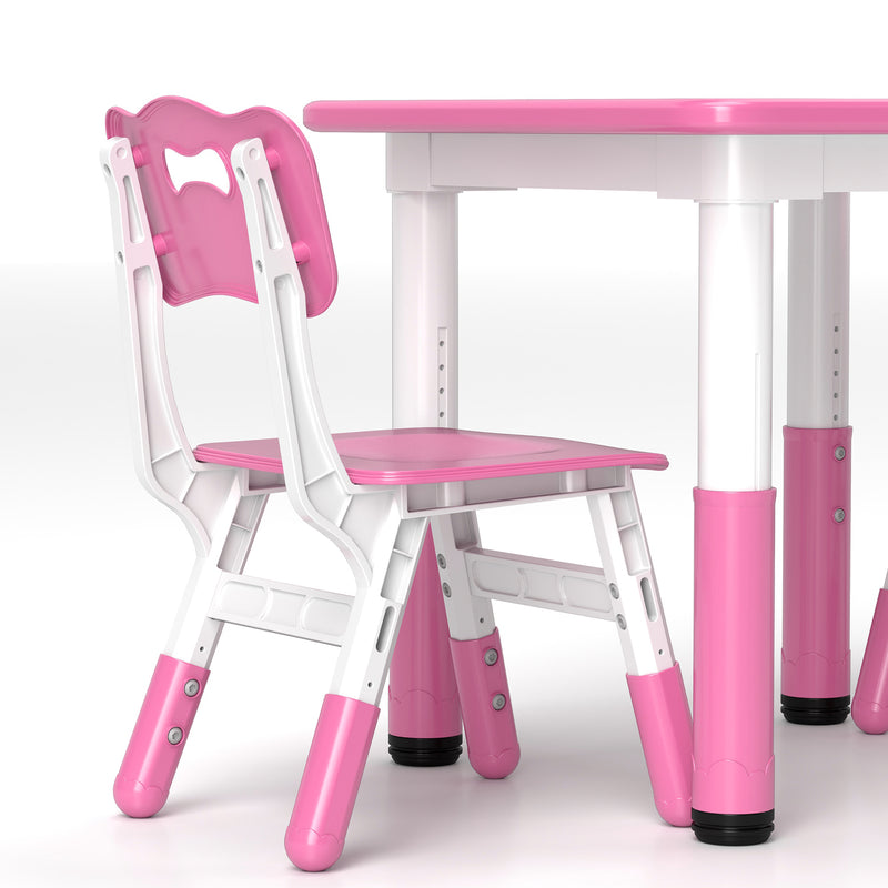 3 Piece Toddler Table and Chair Set Height Adjustable for Playroom or Bedroom, Pink