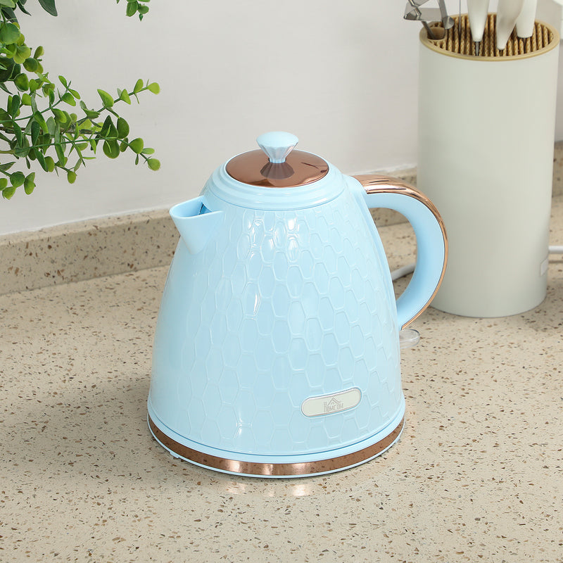 3kW Rapid Boil Electric Kettle With Honeycomb Design Ideal For Kitchens, Light Blue