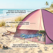 Pop Up UV Tent for Quick Outdoor Shade with Ventilation for 2 to 3 People Pink Outsunny