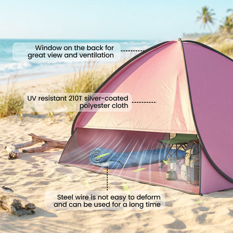 Pop Up UV Tent for Quick Outdoor Shade with Ventilation for 2 to 3 People Pink Outsunny