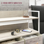 Rustic Chest of 5 Fabric Storage Drawers in Natural Wood Finish for Bedroom