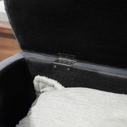 Velvet Feel Half Moon Storage Ottoman Seat With Hidden Compartment, Dark Grey