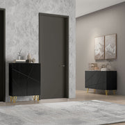 High Gloss Sideboard Cabinet with Hairpin Legs for Modern Living Rooms Black