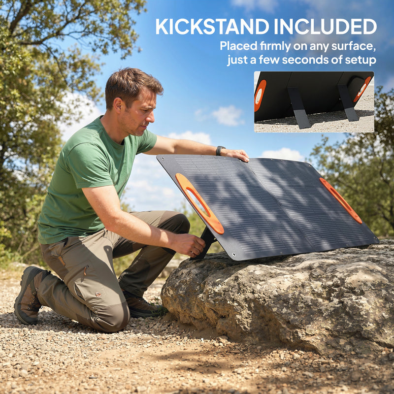 100W Foldable Solar Panel Charger with USB Fast Charging for Camping and Hiking Black AOSOM