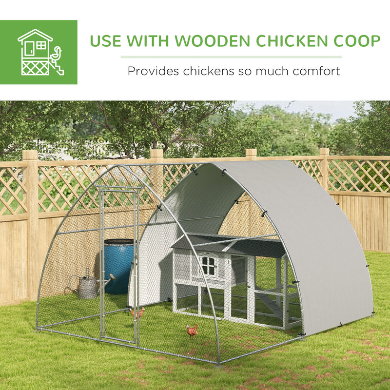 Large Outdoor Chicken Coop with Weatherproof Cover for 8 to 12 Hens Ducks or Rabbits Silver Tone