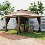 Brown 3.6 x 3.6m Pop Up Garden Gazebo with Mesh Sides for Outdoor Events by Outsunny