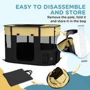 Foldable Portable Dog Playpen with Storage Bag and Ground Stakes for Travel Use Yellow