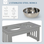 Raised Dog Bowl Stand with Stainless Steel Dishes for Small Dogs Supports Healthy Eating, Grey