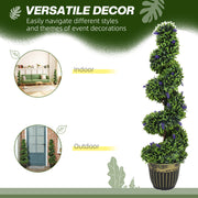 Set of 2 Artificial Boxwood Spiral Topiary Trees with Lavender in Pots 115cm by HOMCOM
