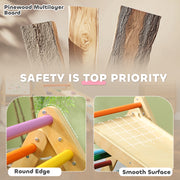 Toddler Climbing Frame with Ramp 3-in-1 Wooden Pikler Triangle Set for Ages 18-48 Months by AIYAPLAY