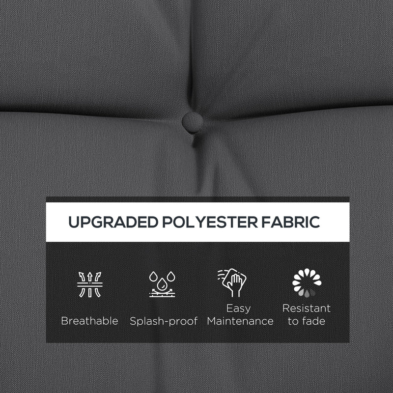 Charcoal Grey Garden Chair Cushion Set with Pillows and Ties (Cushions Only)