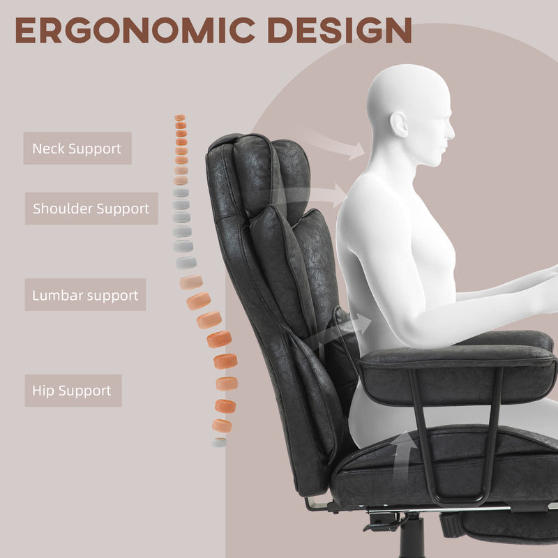 Ergonomic Executive Office Chair With Footrest Lumbar Support And Recline Function, Black