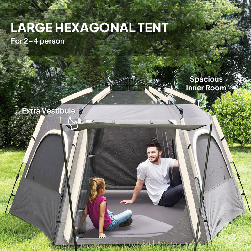 4 Person Dome Tent with Fast 2 Minute Setup for Easy Camping Shelter Dark Grey