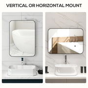 Curved Black Bathroom Mirror 70 x 50cm Modern Wall Mounted Design by HOMCOM