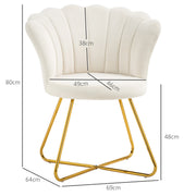 Cream Velvet Lotus Petal Accent Chair with Gold Legs Plush Upholstery and Stylish Design
