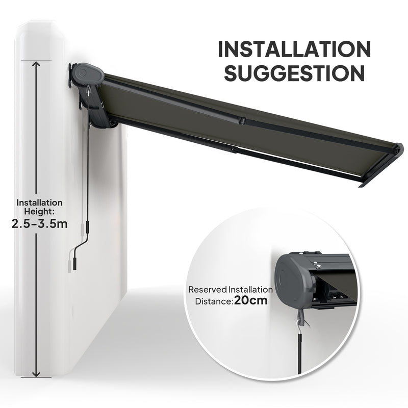 Dark Grey 4 x 3m Electric Retractable Awning with Remote Control and UPF50+ Canopy by Outsunny