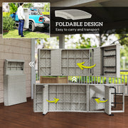 Grey Rattan Folding Sun Lounger With Adjustable Backrest and Wheels by Outsunny